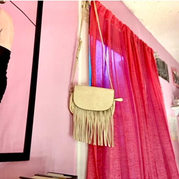 Faux Leather Crossbody Boho Western Fringe Bag Stone Grey Women’s Small Purse - Picture 3 of 6